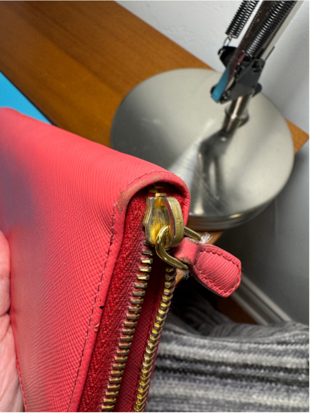 Prada Bow Long Wallet Dark Coral Pink - Picture 10 of 14